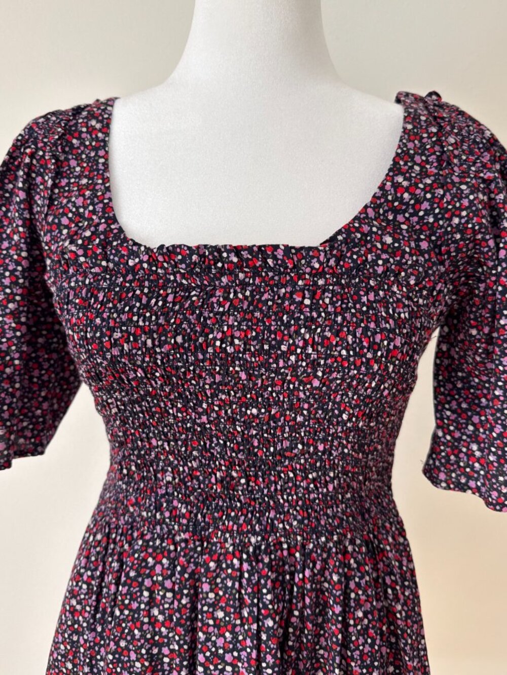 Gap Poplin Flutter-Sleeve Floral Mini Dress Black Medium New with Tag - Picture 2 of 4